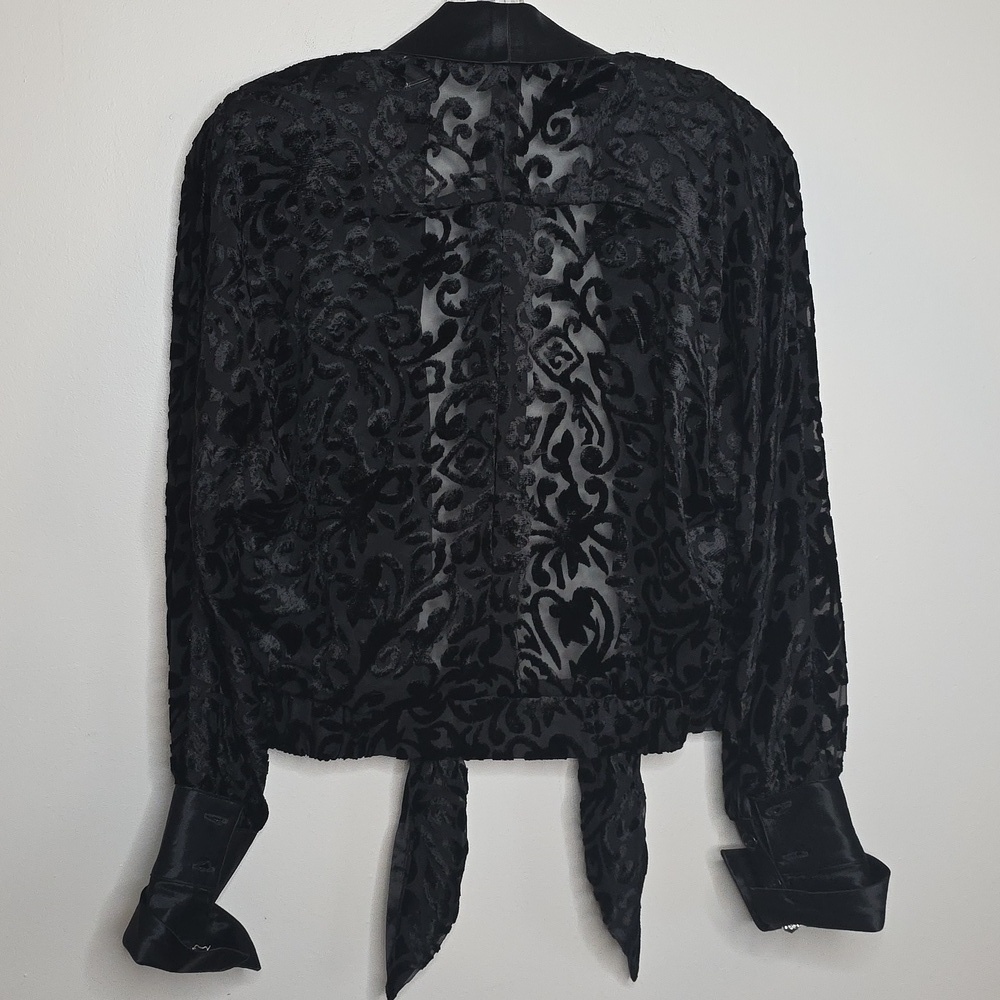Audrey Ma Black Sheer 2 Piece Top Set Satin And Sheer Vintage 80s 90s - Picture 10 of 10